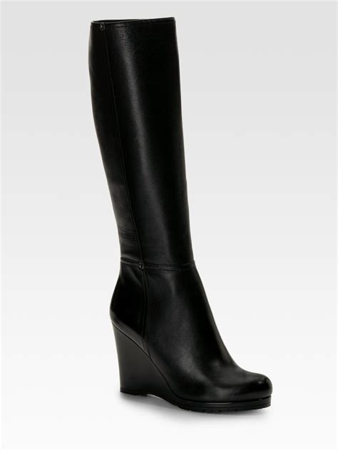 prada black wedges|Prada wedge boots.